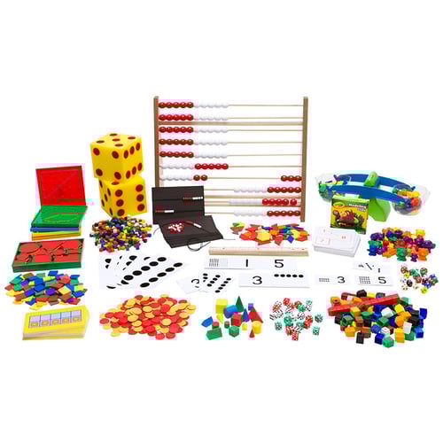 The Eureka Math complete manipulatives kit for Grade K includes enough materials for a class of 24 students.