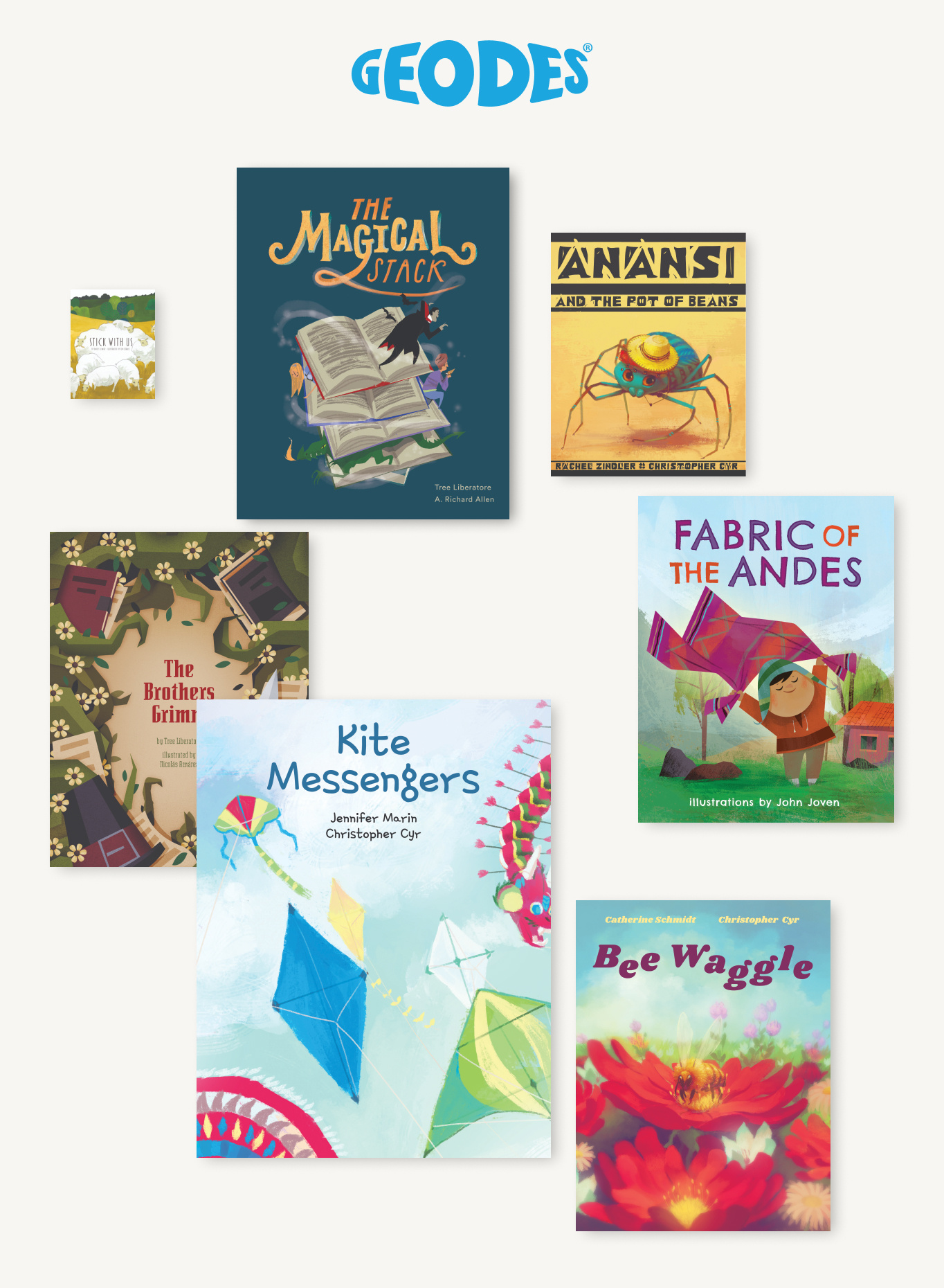 A collage of Geodes book covers