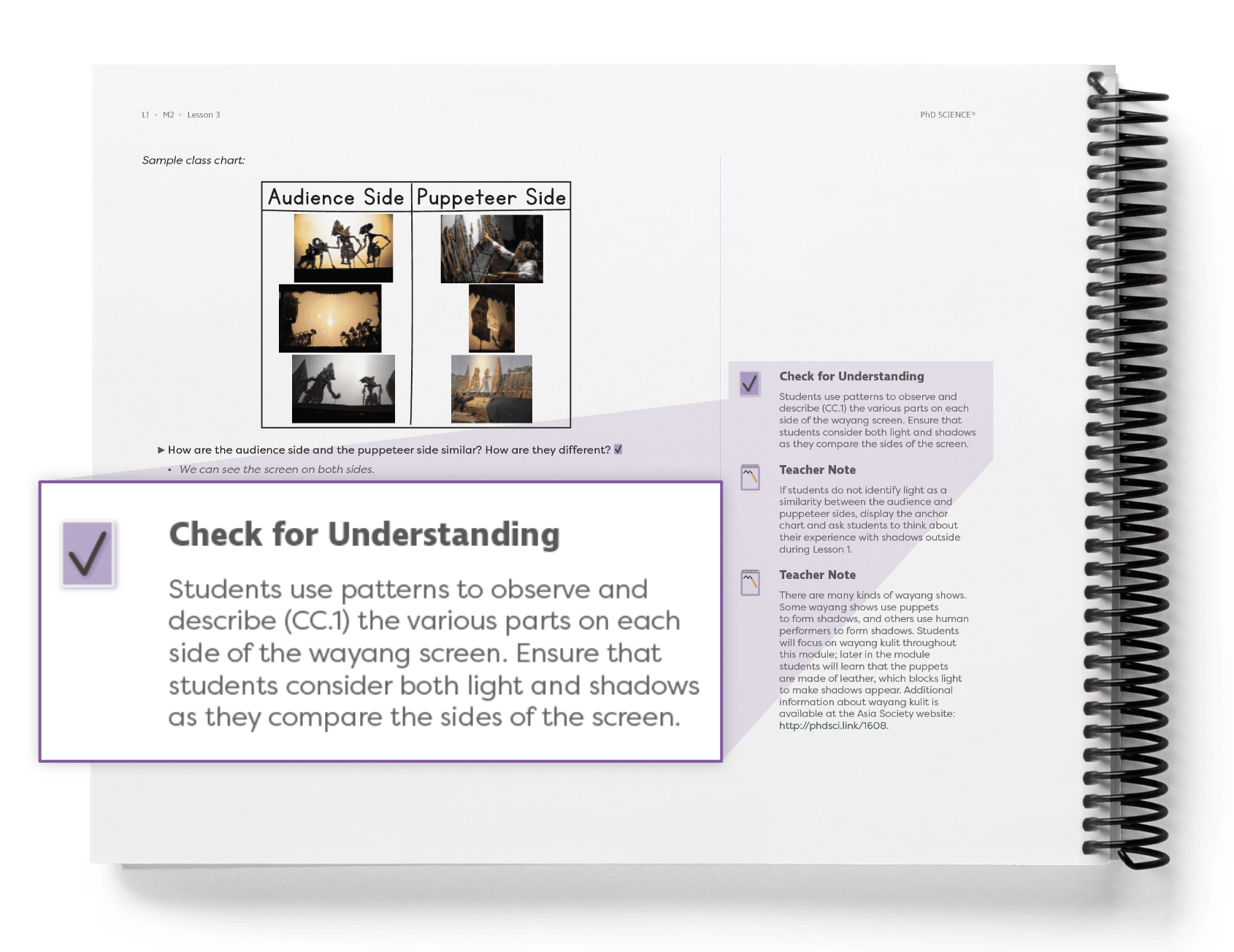Check for Understanding from a Level 1 module on light
